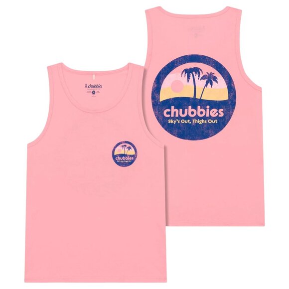 chubbies Men's Graphic Tank Top Muscle Logo Tropical Beach Preppy Medium Coral - Picture 6 of 6